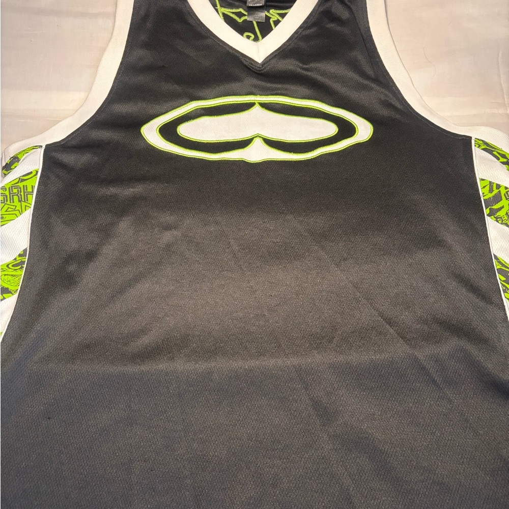 Black and Green Sleeveless Jersey style SRH Top